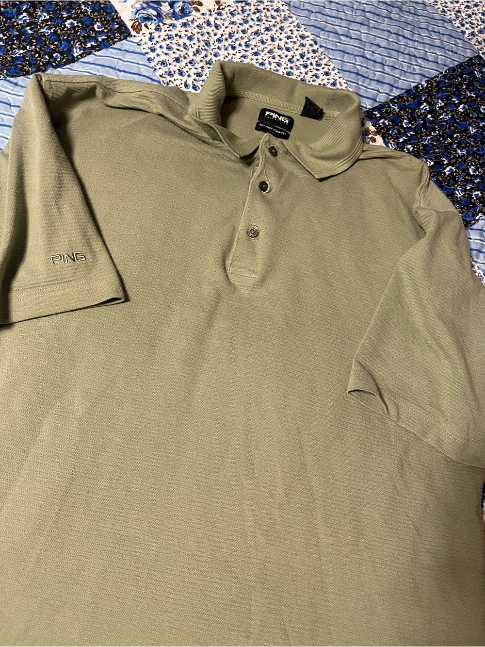 PING Men's L Dry Fiber Dynamics Polo Shirt in Olive Green